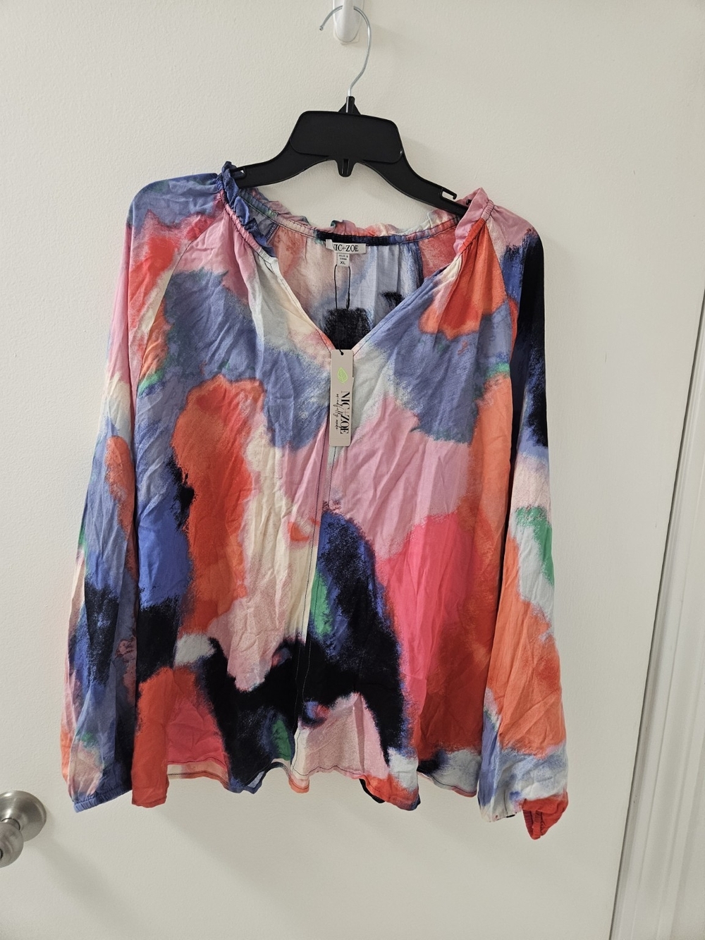NIC+ZOE Abstract EcoVero Blouse XL NWT